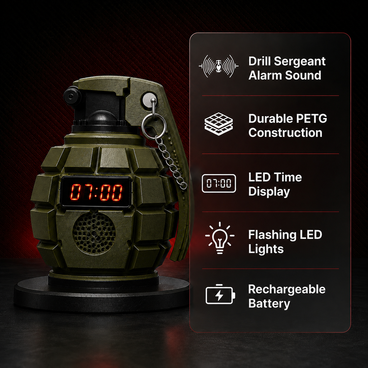 Early Drill™ Grenade Alarm Clock